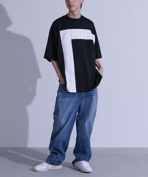 MDR(エムディアール)の「ポンチ配色切替ビッグTシャツ(Tシャツ/カットソー・メンズ・ブラック/オフホワイト・L/M)」の18枚目の写真