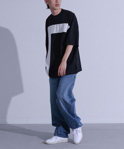 MDR(エムディアール)の「ポンチ配色切替ビッグTシャツ(Tシャツ/カットソー・メンズ・ブラック/オフホワイト・L/M)」の19枚目の写真