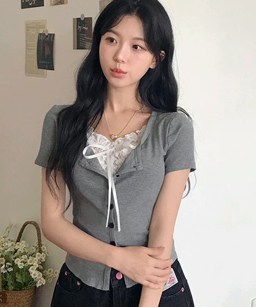 WESTSEA(ウエストシー)の「リボン レース 半袖トップス(Tシャツ/カットソー・レディース・ホワイト/グレー・M/L)」の10枚目の写真