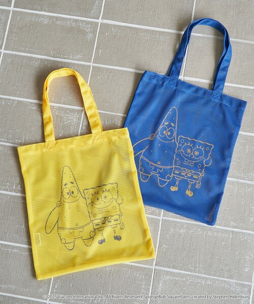 coen（コーエン）の「【SpongeBob / スポンジ・ボブ 別注】メッシュトートバッグ（トートバッグ・レディース・イエロー/コバルトブルー・FREE）」の3枚目の写真