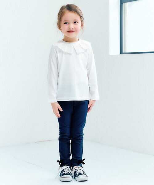 apres les cours(アプレレクール)の「裾リボン/7days Style pants(その他パンツ・キッズ・ネイビー/アイボリー/ブラック・110/100/90/80/130/120)」の10枚目の写真