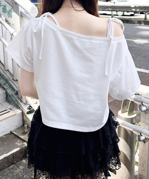 INGNI（イング）の「オフショル肩リボンナンバリングTシャツ（Tシャツ/カットソー・レディース・オフホワイト/グレー/スミクロ/カモフラージュ・M）」の9枚目の写真