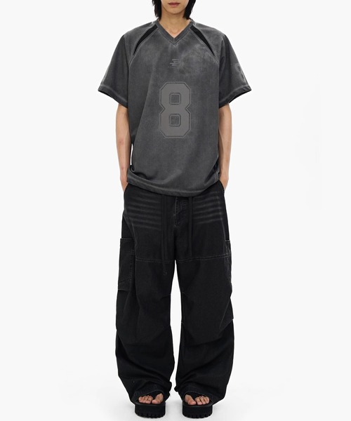 ICE&TECHNO アメフト ゲームシャツ size:M オーバーサイズ Vネック メッシュ ゲームシャツ Tシャツ DT4382