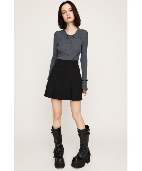 SLY（スライ）の「H/W SIMPLY SKORT ハイウエスト シンプリー スコート 秋服（スカート・レディース・杢グレー/ブラック・0/1/2）」の3枚目の写真