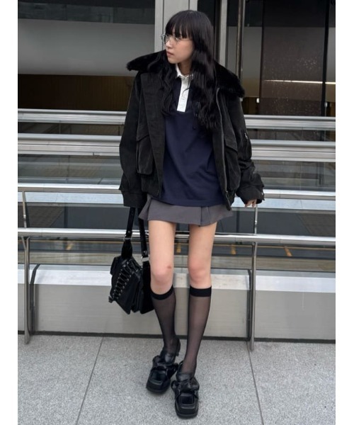 SLY（スライ）の「H/W SIMPLY SKORT ハイウエスト シンプリー スコート 秋服（スカート・レディース・杢グレー/ブラック・0/1/2）」の13枚目の写真