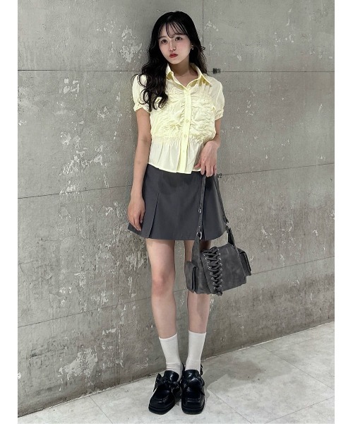 SLY（スライ）の「H/W SIMPLY SKORT ハイウエスト シンプリー スコート 秋服（スカート・レディース・杢グレー/ブラック・0/1/2）」の14枚目の写真