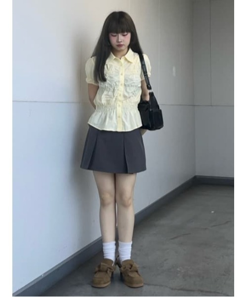 SLY（スライ）の「H/W SIMPLY SKORT ハイウエスト シンプリー スコート 秋服（スカート・レディース・杢グレー/ブラック・0/1/2）」の16枚目の写真