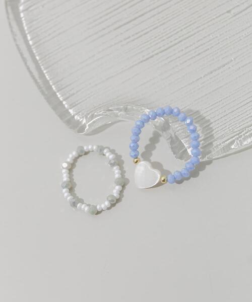 SMELLY（スメリー）の「カラービーズ2セットリング（リング・レディース・ブルー系その他/オレンジ系その他・-）」の2枚目の写真
