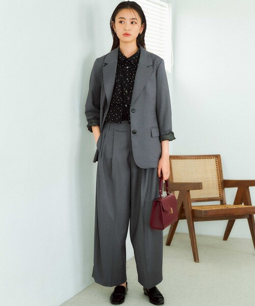 組曲（クミキョク）の「ハンサムツイル ジャケット（テーラードジャケット・レディース・グレー系/ブラック系/ベージュ系・S2）」の22枚目の写真
