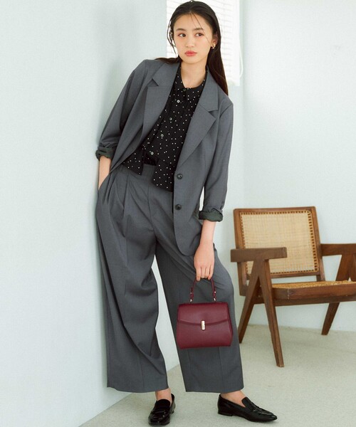 組曲（クミキョク）の「ハンサムツイル ジャケット（テーラードジャケット・レディース・グレー系/ブラック系/ベージュ系・S2）」の21枚目の写真