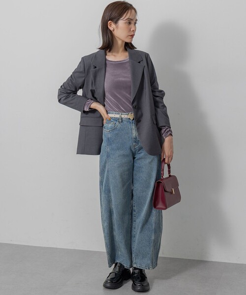 組曲（クミキョク）の「ハンサムツイル ジャケット（テーラードジャケット・レディース・グレー系/ブラック系/ベージュ系・S2）」の20枚目の写真