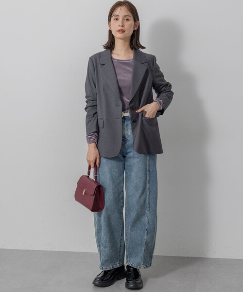 組曲（クミキョク）の「ハンサムツイル ジャケット（テーラードジャケット・レディース・グレー系/ブラック系/ベージュ系・S2）」の19枚目の写真