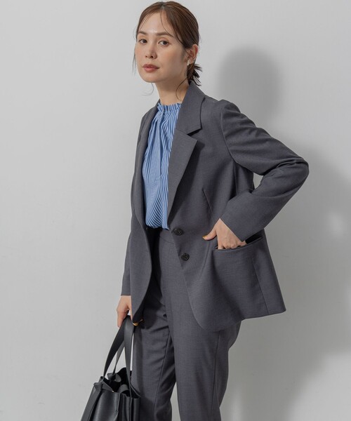 組曲（クミキョク）の「ハンサムツイル ジャケット（テーラードジャケット・レディース・グレー系/ブラック系/ベージュ系・S2）」の17枚目の写真