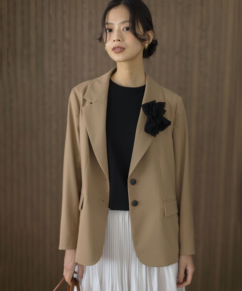 組曲（クミキョク）の「ハンサムツイル ジャケット（テーラードジャケット・レディース・グレー系/ブラック系/ベージュ系・S2）」の13枚目の写真