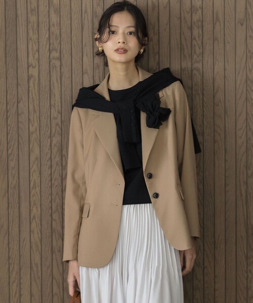 組曲（クミキョク）の「ハンサムツイル ジャケット（テーラードジャケット・レディース・グレー系/ブラック系/ベージュ系・S2）」の12枚目の写真