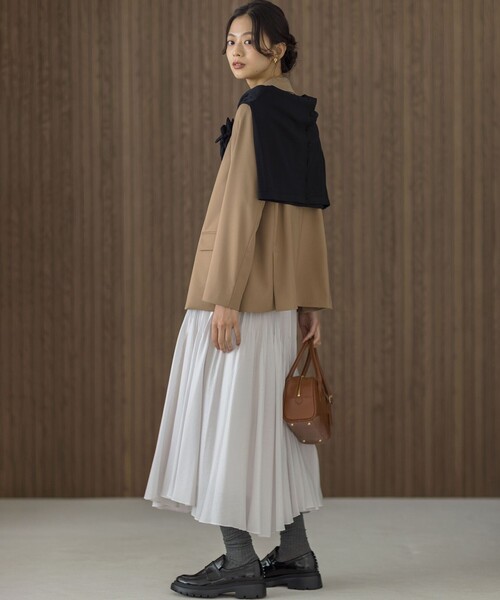 組曲（クミキョク）の「ハンサムツイル ジャケット（テーラードジャケット・レディース・グレー系/ブラック系/ベージュ系・S2）」の10枚目の写真