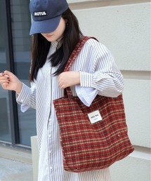 A4サイズ対応/チェックネルトートバッグ