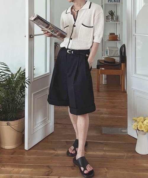 NOWLE(ノウル)の「【NOWLE】バイカラー シック サマーニット ポロシャツ(シャツ/ブラウス・メンズ・オフホワイト・MEDIUM/LARGE/X-LARGE)」の11枚目の写真