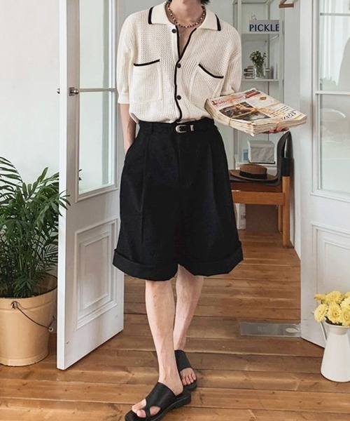 NOWLE(ノウル)の「【NOWLE】バイカラー シック サマーニット ポロシャツ(シャツ/ブラウス・メンズ・オフホワイト・MEDIUM/LARGE/X-LARGE)」の12枚目の写真