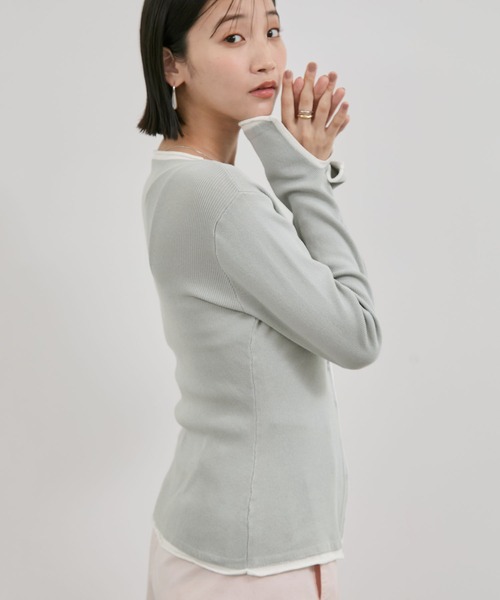 VIS(ビス)の「【WEB/一部店舗限定】配色メローバイカラーカーディガン(カーディガン/ボレロ・レディース・ベージュ/ダークブラウン/ブラック/グレー・FREE)」の15枚目の写真