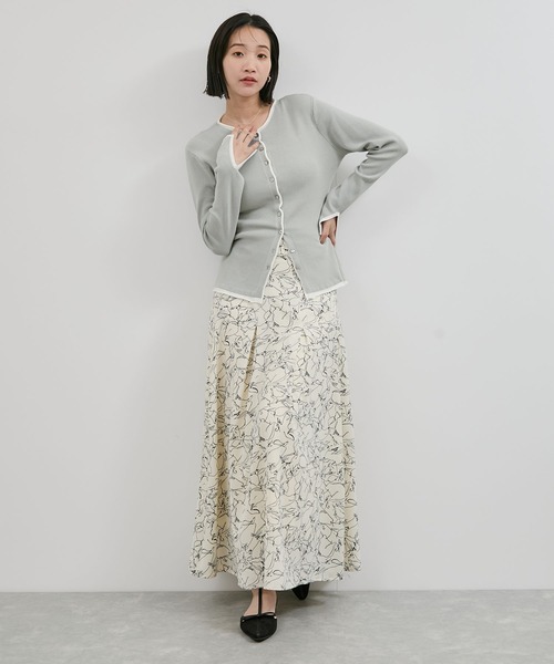 VIS(ビス)の「【WEB/一部店舗限定】配色メローバイカラーカーディガン(カーディガン/ボレロ・レディース・ベージュ/ダークブラウン/ブラック/グレー・FREE)」の16枚目の写真