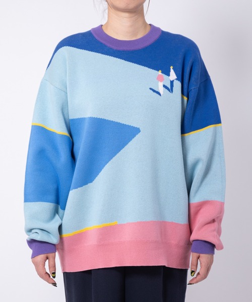 TXA（ティーエックスエー）の「坂内拓 Jacquard Sweater（ニット/セーター・メンズ・ブルー/ミント・2/1）」の5枚目の写真