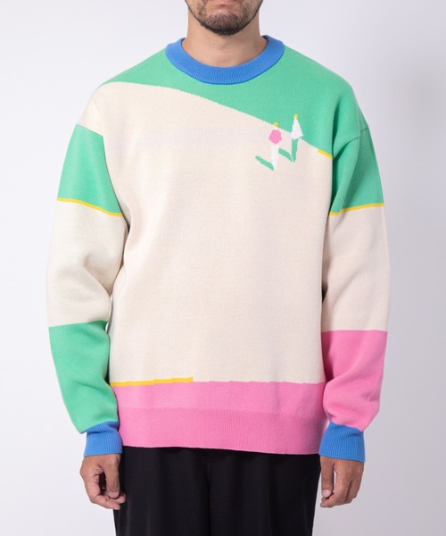 TXA（ティーエックスエー）の「坂内拓 Jacquard Sweater（ニット/セーター・メンズ・ブルー/ミント・2/1）」の6枚目の写真