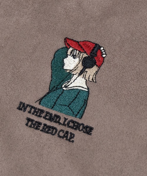 Red Cap Girl（レッドキャプガール）の「【a-r】〔RedCapGirl/レッドキャップガール〕カットスウェード ワンポイント刺繍 フルジップパーカー（パーカー・メンズ・チャコールグレー/アイボリー/ブラウン/ネイビー・MEDIUM/LARGE）」の20枚目の写真
