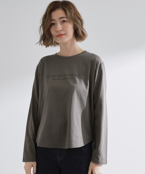grove(グローブ)の「【UVカット】ロゴアソートベーシックロンT(Tシャツ/カットソー・レディース・ダークグレー/ホワイト系3/ネイビー系/オフホワイト・02/03/01/04/05)」の13枚目の写真