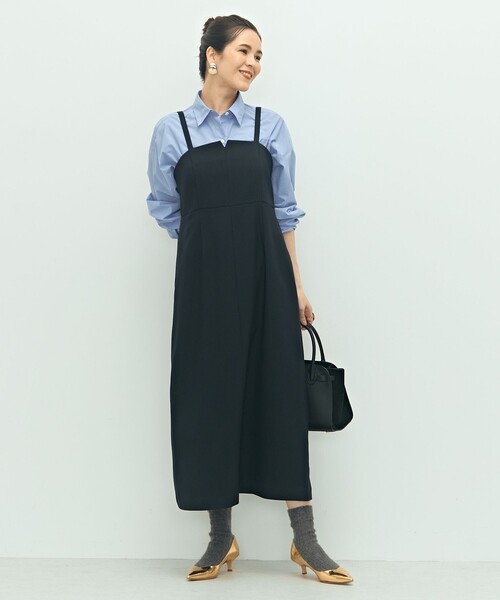 NOLLEY’S（ノーリーズ）の「ウォッシャブルウール調ストレッチキャミワンピース（ワンピース・レディース・ベージュ/ブラウン/ネイビー・38/36）」の3枚目の写真