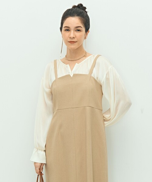 セール】ウォッシャブルウール調ストレッチキャミワンピース