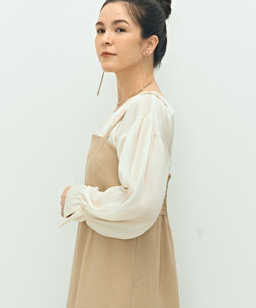 NOLLEY’S（ノーリーズ）の「ウォッシャブルウール調ストレッチキャミワンピース（ワンピース・レディース・ベージュ/ブラウン/ネイビー・38/36）」の5枚目の写真