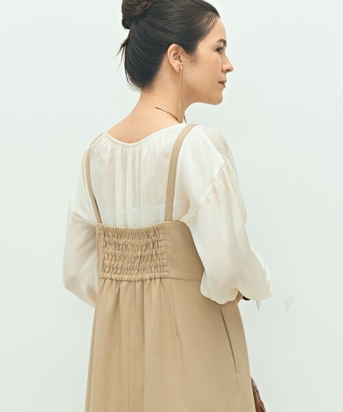 NOLLEY’S（ノーリーズ）の「ウォッシャブルウール調ストレッチキャミワンピース（ワンピース・レディース・ベージュ/ブラウン/ネイビー・38/36）」の6枚目の写真