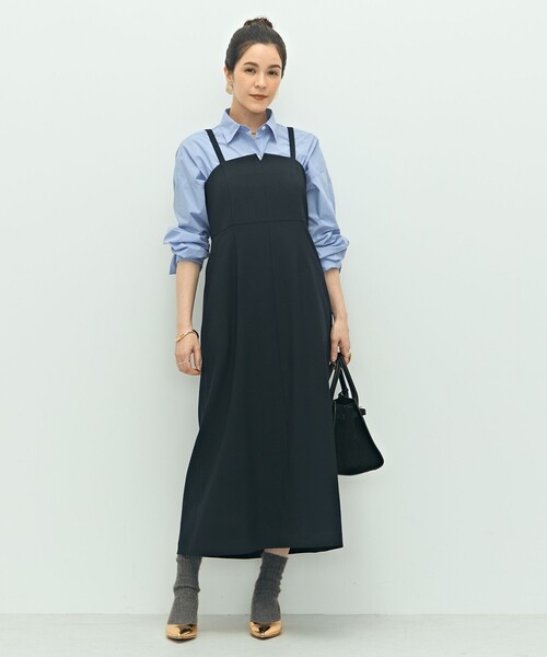 NOLLEY’S（ノーリーズ）の「ウォッシャブルウール調ストレッチキャミワンピース（ワンピース・レディース・ベージュ/ブラウン/ネイビー・38/36）」の8枚目の写真