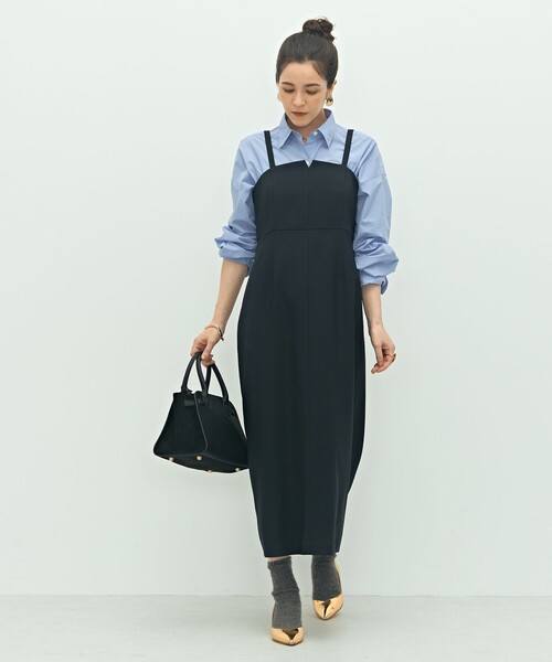 NOLLEY’S（ノーリーズ）の「ウォッシャブルウール調ストレッチキャミワンピース（ワンピース・レディース・ベージュ/ブラウン/ネイビー・38/36）」の9枚目の写真