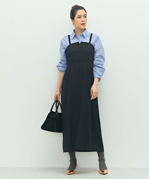 NOLLEY’S（ノーリーズ）の「ウォッシャブルウール調ストレッチキャミワンピース（ワンピース・レディース・ベージュ/ブラウン/ネイビー・38/36）」の10枚目の写真