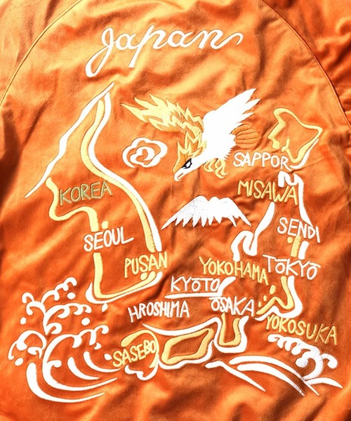 HOUSTON（ヒューストン）の「HOUSTON ヒューストン VELVETEEN ALASKA SOUVENIR JACKET 別珍 アラスカ スーベニアジャケット/スカジャン（ブルゾン・メンズ・ネイビー系/ブラック系/オレンジ/マルーン/ネイビー/ネイビー系1/グリーン/ブラック系1/ブラック・L/M/XXL/XL）」の12枚目の写真