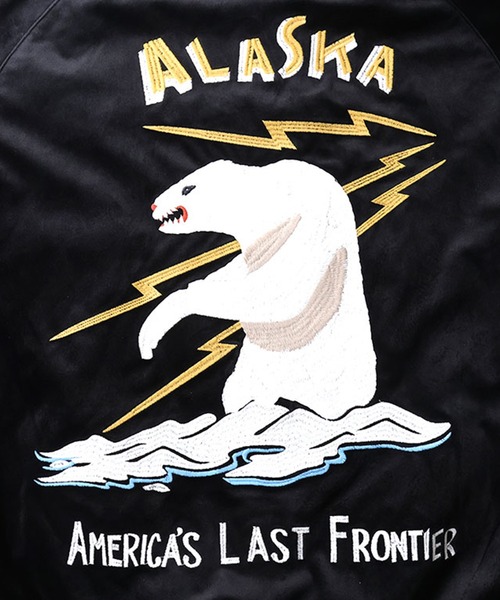 HOUSTON（ヒューストン）の「HOUSTON ヒューストン VELVETEEN ALASKA SOUVENIR JACKET 別珍 アラスカ スーベニアジャケット/スカジャン（ブルゾン・メンズ・ネイビー系/ブラック系/オレンジ/マルーン/ネイビー/ネイビー系1/グリーン/ブラック系1/ブラック・L/M/XXL/XL）」の10枚目の写真