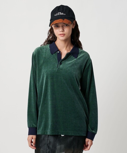 セール】＜ATTISESSION＞ベロア ボーダー ポロシャツ（ポロシャツ