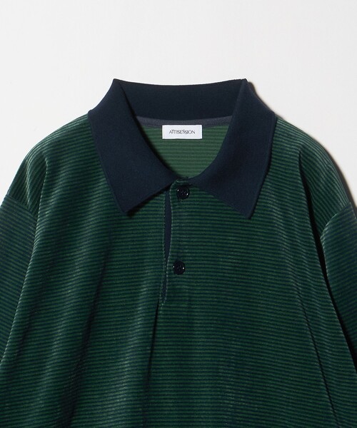 セール】＜ATTISESSION＞ベロア ボーダー ポロシャツ（ポロシャツ