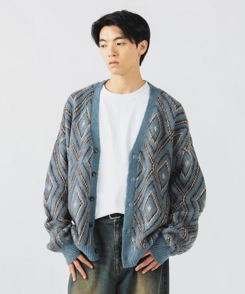 BEAMS HEART（ビームスハート）の「【ユニセックス】シャギータッチ Vネックカーディガン（カーディガン/ボレロ・メンズ・ブルー/ブラウン・LARGE/MEDIUM/SMALL）」の2枚目の写真
