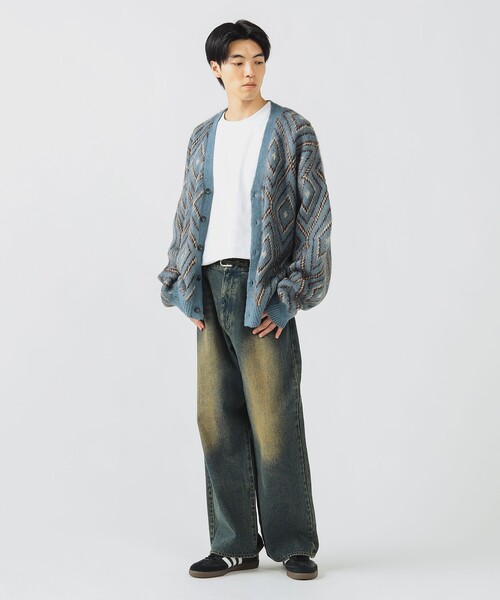 BEAMS HEART（ビームスハート）の「【ユニセックス】シャギータッチ Vネックカーディガン（カーディガン/ボレロ・メンズ・ブルー/ブラウン・LARGE/MEDIUM/SMALL）」の6枚目の写真