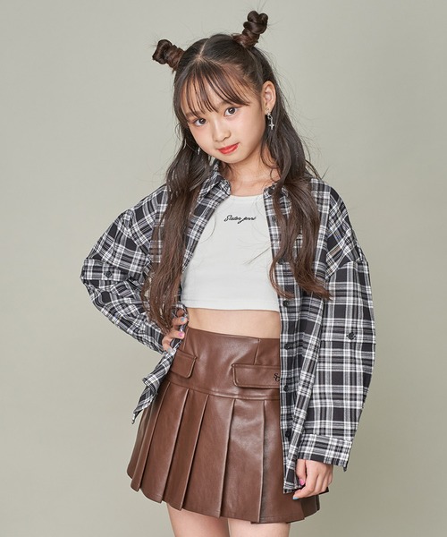 SISTER JENNI(SISTER JENNI)の「3wayBIGチェックシャツ(シャツ/ブラウス・キッズ・ベージュ/ブラック・150cm/140cm/160cm/130cm)」の1枚目の写真