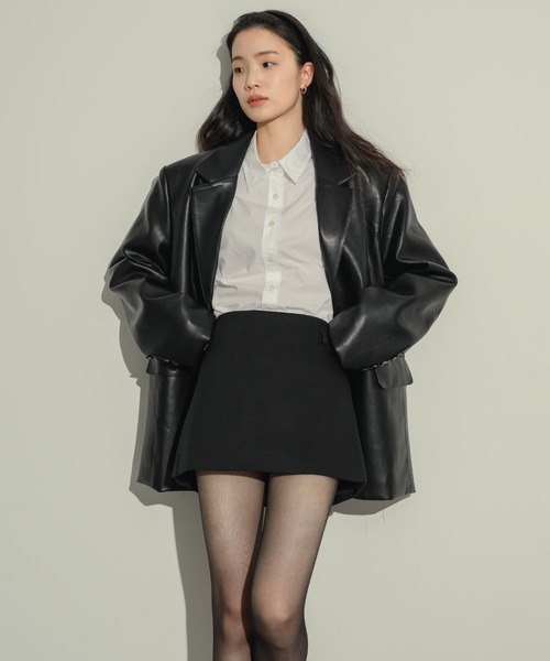 NEUNA（ヌナ）の「セミフレアミニスカパン（スカート・レディース・グレー/ブラック/アイボリー・FREE/LARGE）」の6枚目の写真