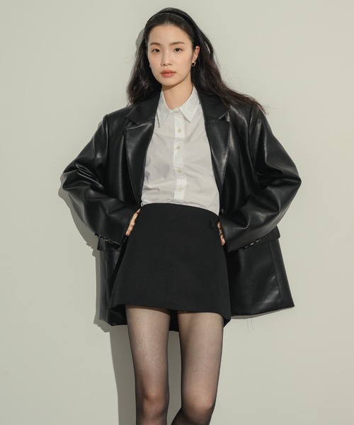 NEUNA（ヌナ）の「セミフレアミニスカパン（スカート・レディース・グレー/ブラック/アイボリー・FREE/LARGE）」の5枚目の写真