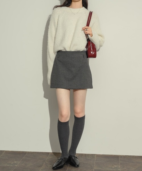 NEUNA（ヌナ）の「セミフレアミニスカパン（スカート・レディース・グレー/ブラック/アイボリー・FREE/LARGE）」の17枚目の写真