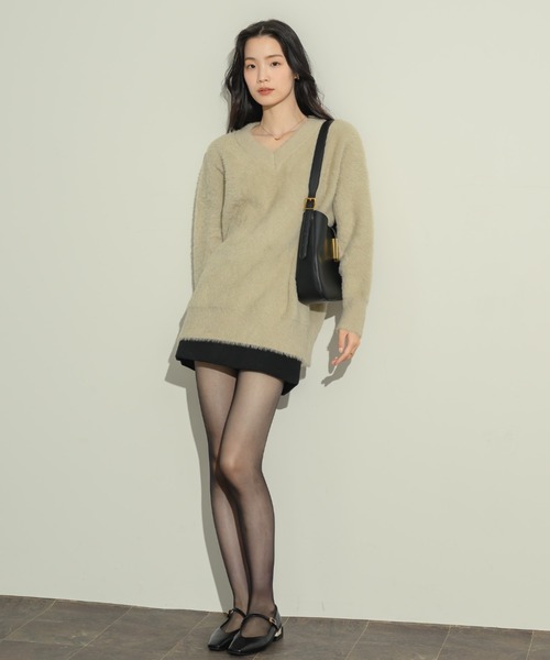 NEUNA（ヌナ）の「セミフレアミニスカパン（スカート・レディース・グレー/ブラック/アイボリー・FREE/LARGE）」の22枚目の写真