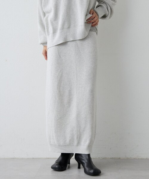 HERITANOVUM（ヘリテノーム）の「【HERITANOVUM】ワッフルタイトスカート（スカート・レディース・ライトグレー/モカ・FREE）」の3枚目の写真