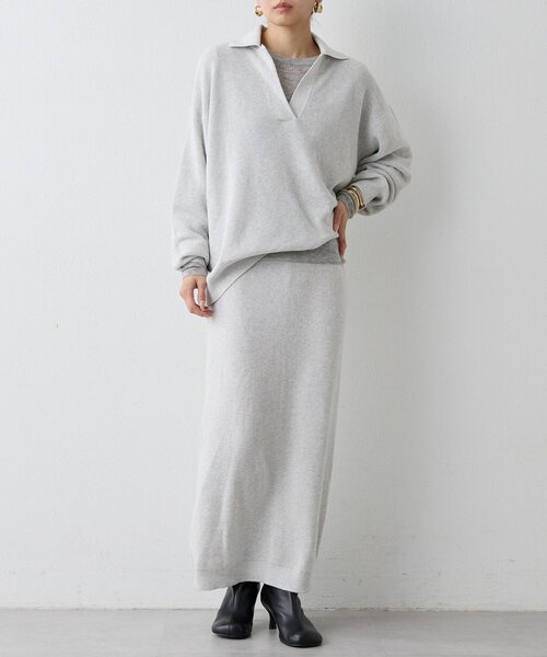 HERITANOVUM（ヘリテノーム）の「【HERITANOVUM】ワッフルタイトスカート（スカート・レディース・ライトグレー/モカ・FREE）」の6枚目の写真