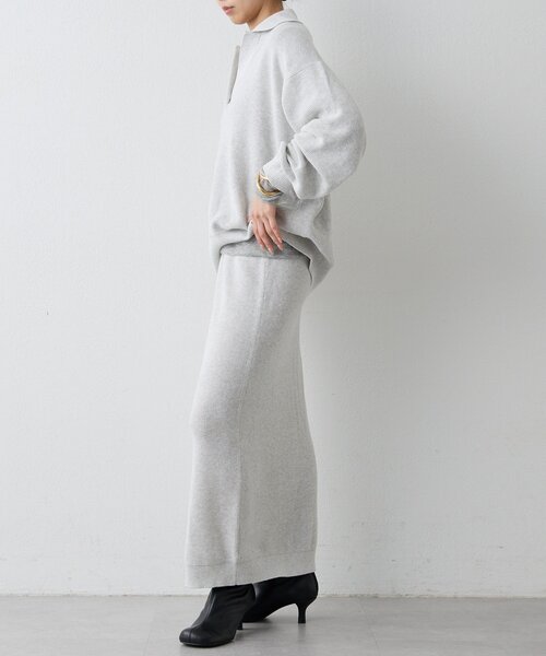 HERITANOVUM（ヘリテノーム）の「【HERITANOVUM】ワッフルタイトスカート（スカート・レディース・ライトグレー/モカ・FREE）」の7枚目の写真